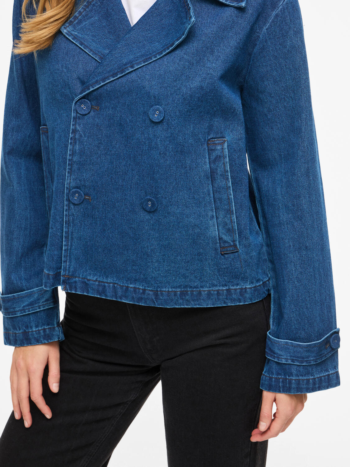 Vinata Short denimjakke - Dark Blue Denim